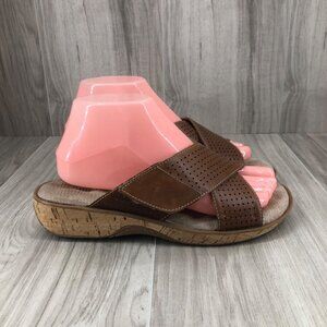 Softwalk Sandals Womens 7.5W Tahoma Brown Leather Slip On Shoes